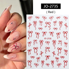 Red Bowknot 3D Self Adhesive Nail Stickers Nail Art No Brand 