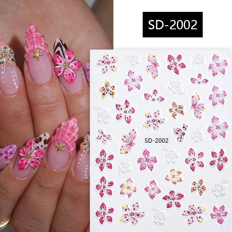 Flowers 3D Nail Stickers SD Series Clearance No Brand SD-2002 