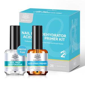 2 Bottles Set Nail Prep Dehydrator-Primer Kit 15ml Base & Top Coat BORN PRETTY 