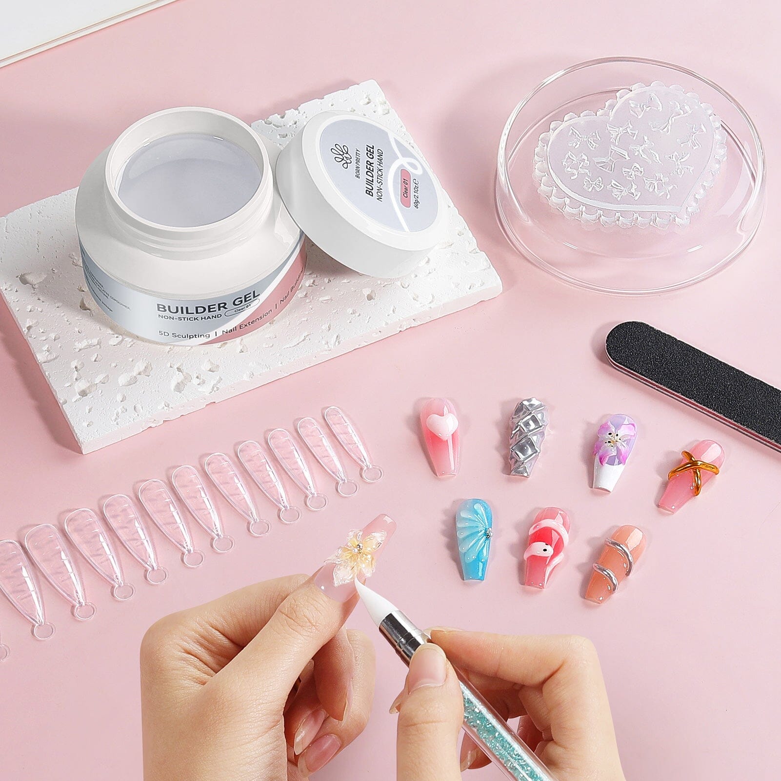 Clear 60g Non Stick Hand Extension Nail Kit #01 Extension Nail Gel BORN PRETTY 