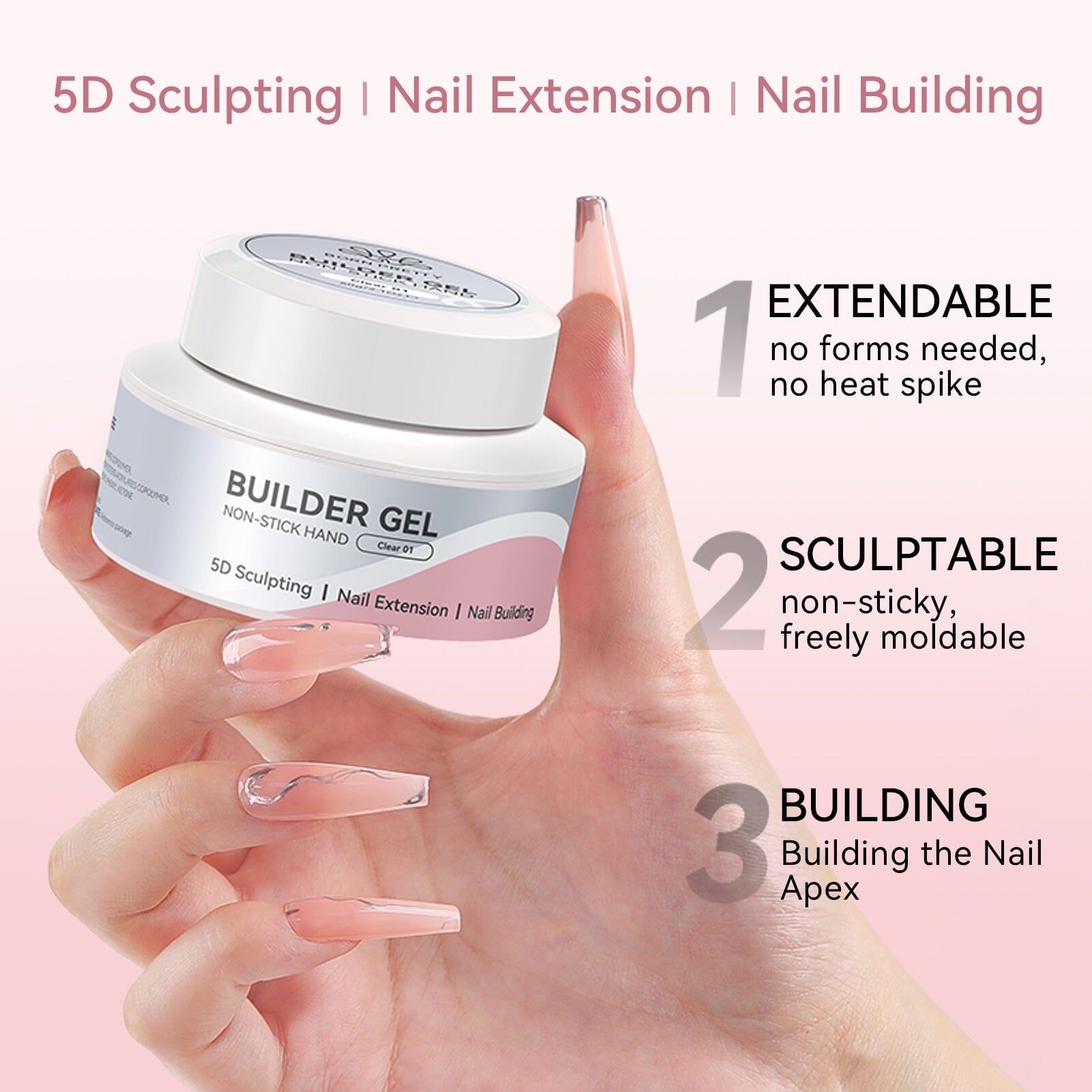 Clear 60g Non Stick Hand Extension Nail Kit #01 Extension Nail Gel BORN PRETTY 