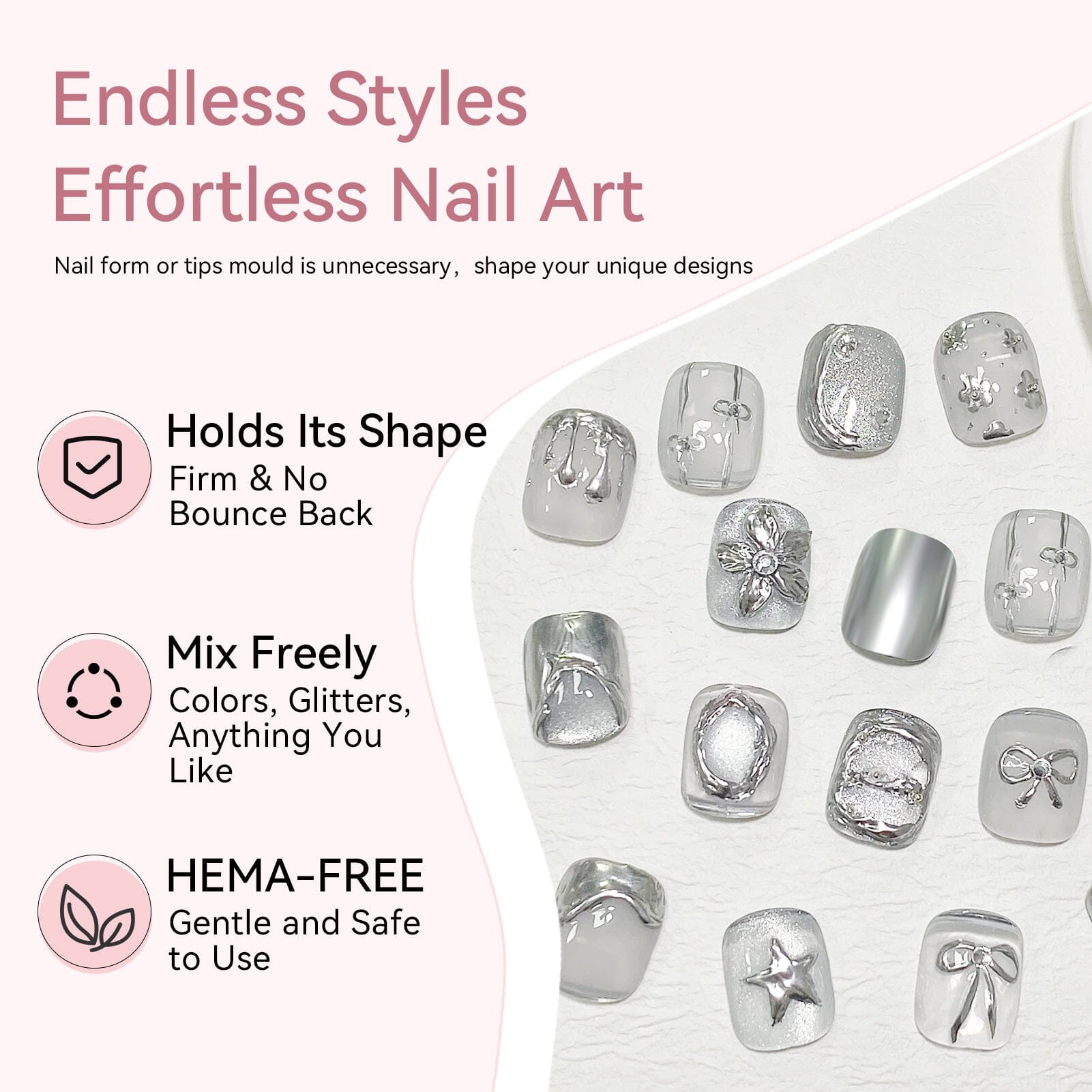 Clear 60g Non Stick Hand Extension Nail Kit #02 Extension Nail Gel BORN PRETTY 