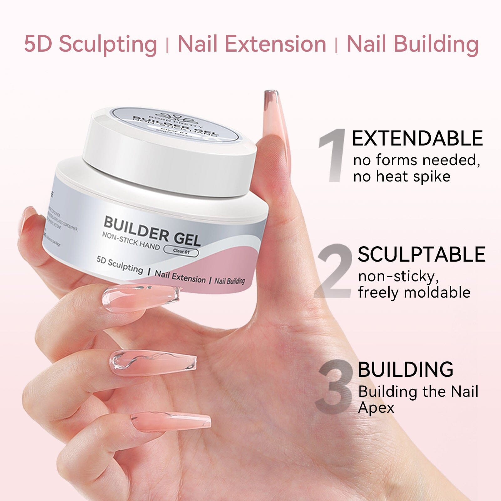 Clear 60g Non Stick Hand Extension Nail Kit #02 Extension Nail Gel BORN PRETTY 