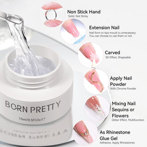 Clear & White Non Stick Hand Extension Nail Kit 15ml Extension Nail Gel BORN PRETTY 