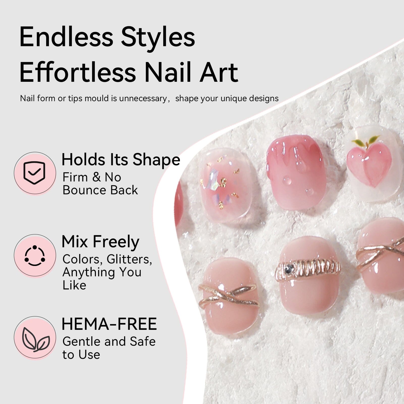 Clear & White Non Stick Hand Extension Nail Kit 15ml Extension Nail Gel BORN PRETTY 