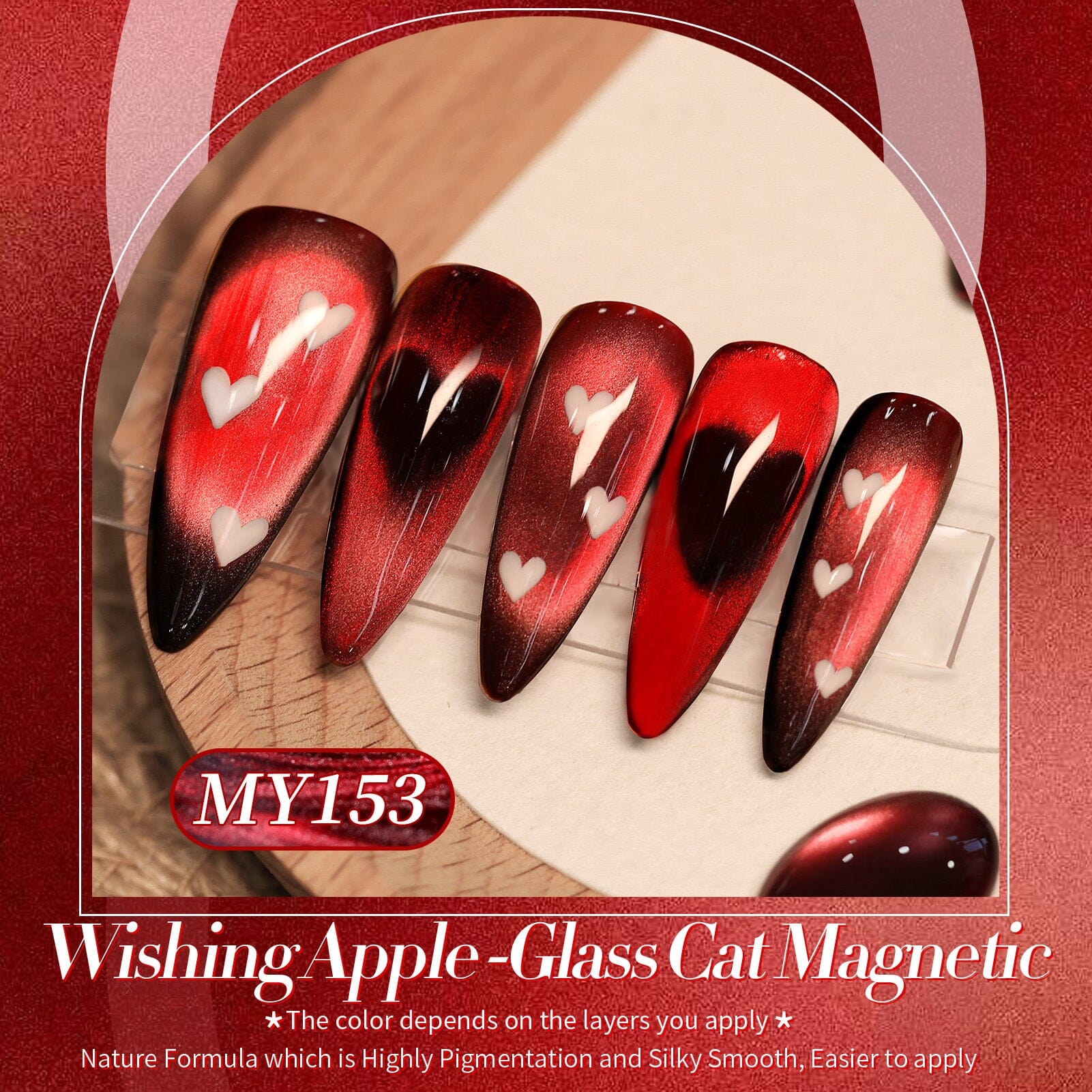 Glass Cat Magnetic Gel Polish MY153 Wishing Apple 15ml Gel Nail Polish BORN PRETTY 
