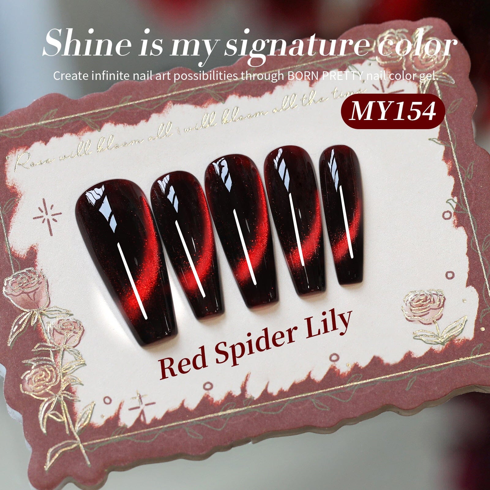 red spider lily nails Crystal Cat Magnetic Gel MY154 Red Spider Lily 15ml