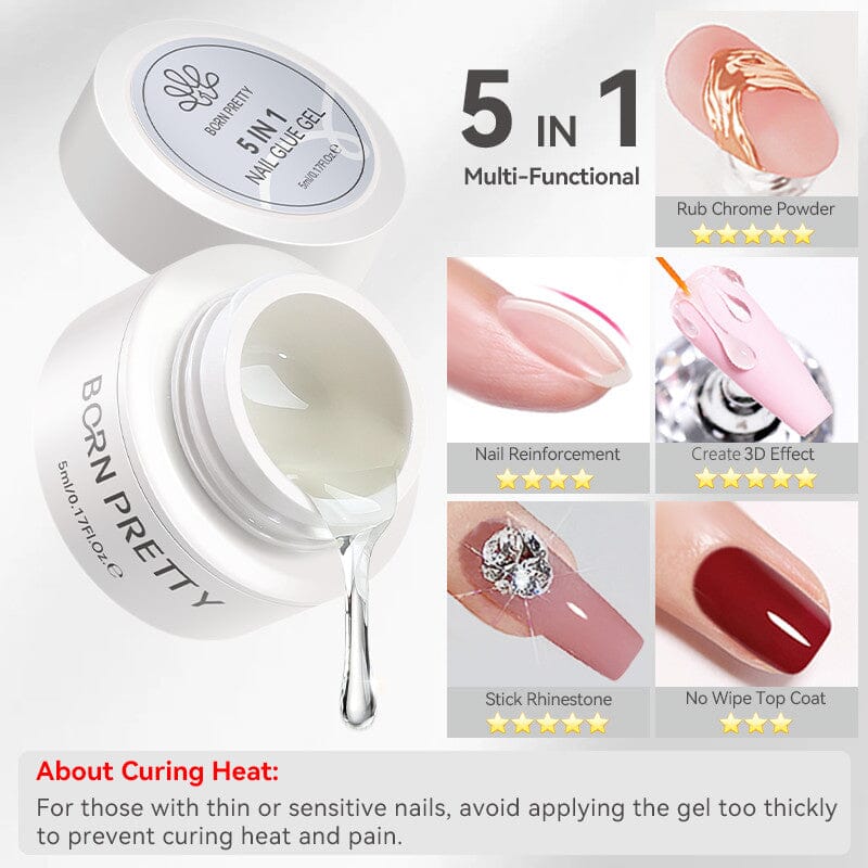 5 in 1 Nail Glue Gel 5ml Gel Nail Polish BORN PRETTY 