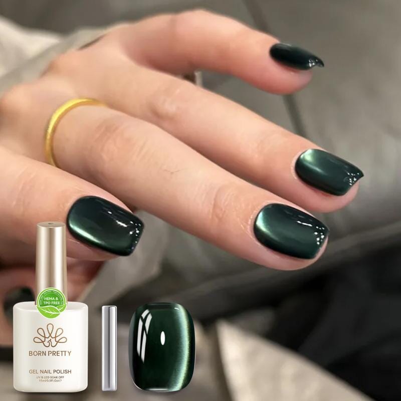 Glass Cat Magnetic Gel Polish MY128 Only Green 15ml HEMA/TPO FREE Gel Nail Polish BORN PRETTY 