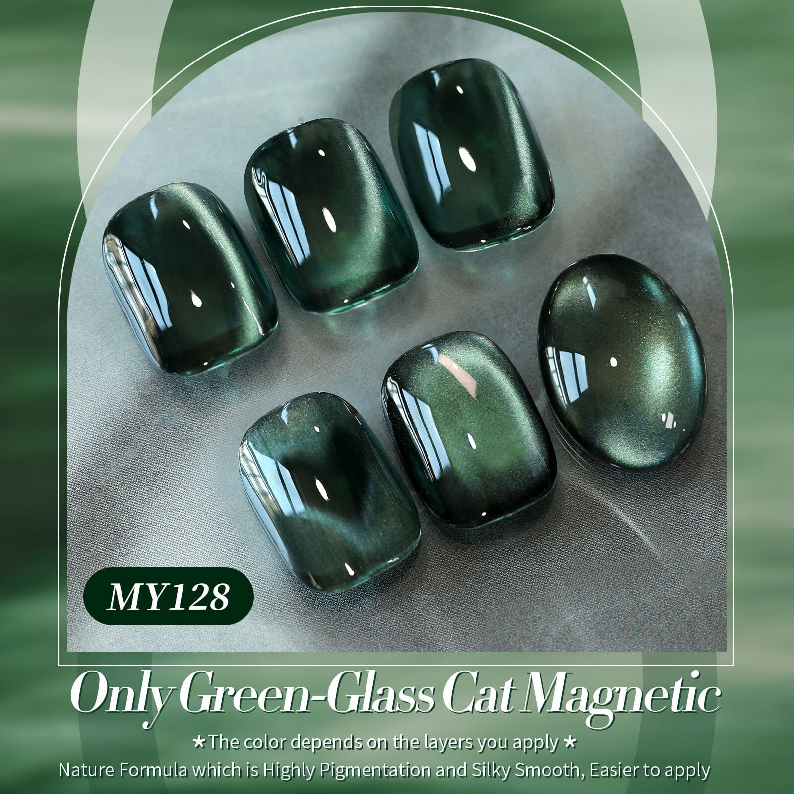 Glass Cat Magnetic Gel Polish MY128 Only Green 15ml Gel Nail Polish BORN PRETTY 