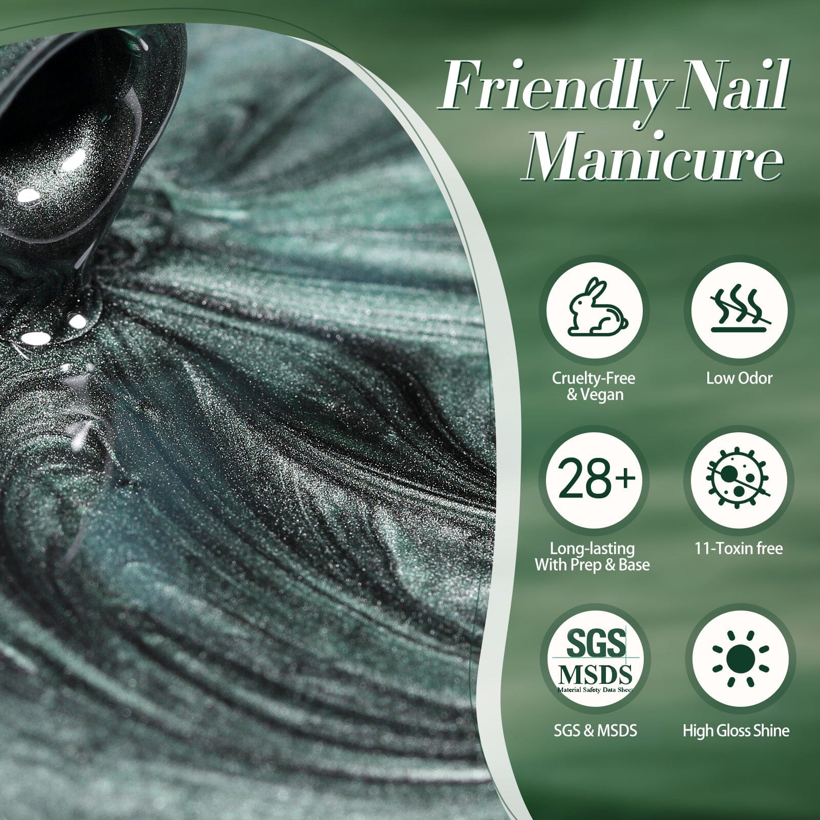 Glass Cat Magnetic Gel Polish MY128 Only Green 15ml Gel Nail Polish BORN PRETTY 