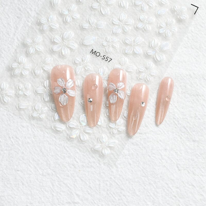 Translucent Embossed Flowers 3D Nail Stickers Clearance No Brand 