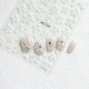 Translucent Embossed Flowers 3D Nail Stickers Clearance No Brand 