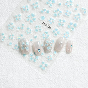 Translucent Embossed Flowers 3D Nail Stickers Clearance No Brand 