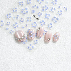 Translucent Embossed Flowers 3D Nail Stickers Clearance No Brand 