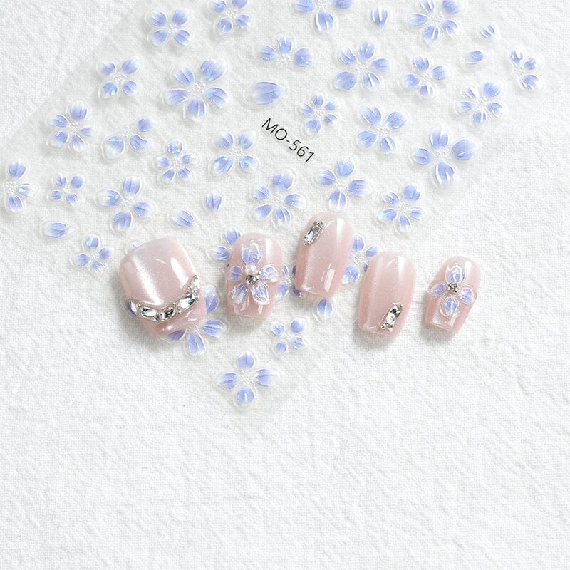 Translucent Embossed Flowers 3D Nail Stickers Clearance No Brand 