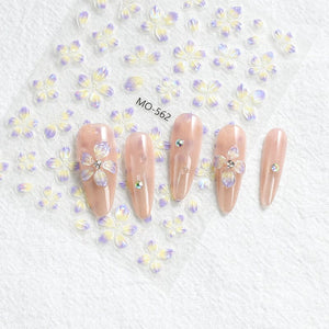Translucent Embossed Flowers 3D Nail Stickers Clearance No Brand 