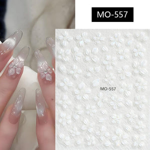 Translucent Embossed Flowers 3D Nail Stickers Clearance No Brand 