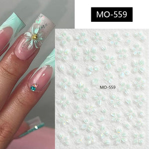 Translucent Embossed Flowers 3D Nail Stickers Clearance No Brand 