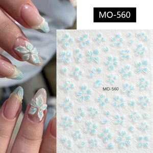 Translucent Embossed Flowers 3D Nail Stickers Clearance No Brand 