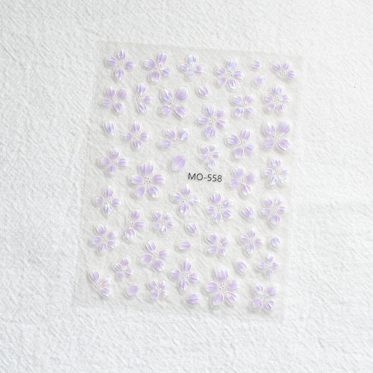 Translucent Embossed Flowers 3D Nail Stickers Clearance No Brand MO-558 