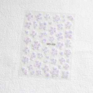 Translucent Embossed Flowers 3D Nail Stickers Clearance No Brand MO-558 