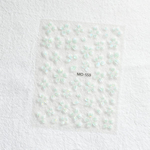 Translucent Embossed Flowers 3D Nail Stickers Clearance No Brand MO-559 