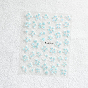 Translucent Embossed Flowers 3D Nail Stickers Clearance No Brand MO-560 