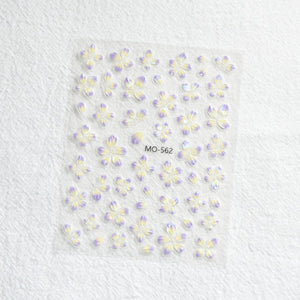 Translucent Embossed Flowers 3D Nail Stickers Clearance No Brand MO-562 