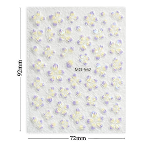 Translucent Embossed Flowers 3D Nail Stickers Clearance No Brand 