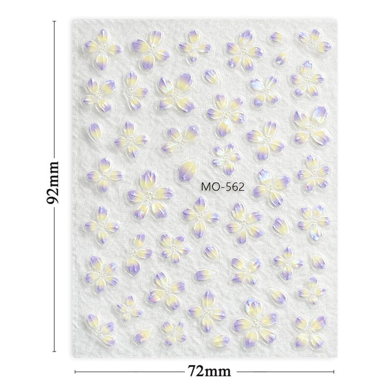 Translucent Embossed Flowers 3D Nail Stickers Clearance No Brand 