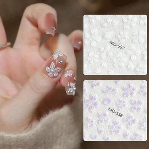 Translucent Embossed Flowers 3D Nail Stickers Clearance No Brand 