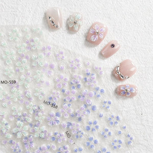 Translucent Embossed Flowers 3D Nail Stickers Clearance No Brand 