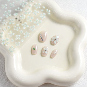 Translucent Embossed Flowers 3D Nail Stickers Clearance No Brand 