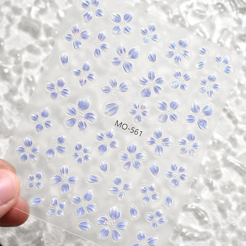 Translucent Embossed Flowers 3D Nail Stickers Clearance No Brand 