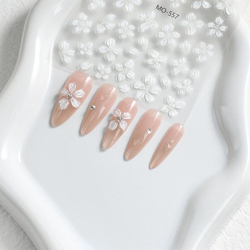 Translucent Embossed Flowers 3D Nail Stickers Clearance No Brand 