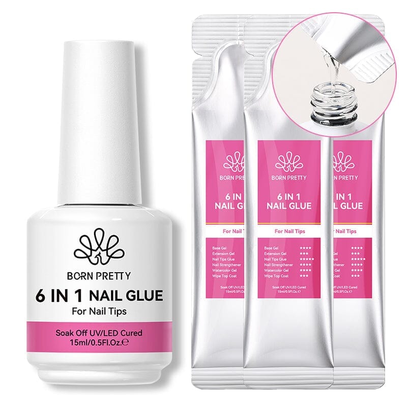 6 in 1 Nail Glue Gel 15ml (Bag) Gel Nail Polish BORN PRETTY Set 2 