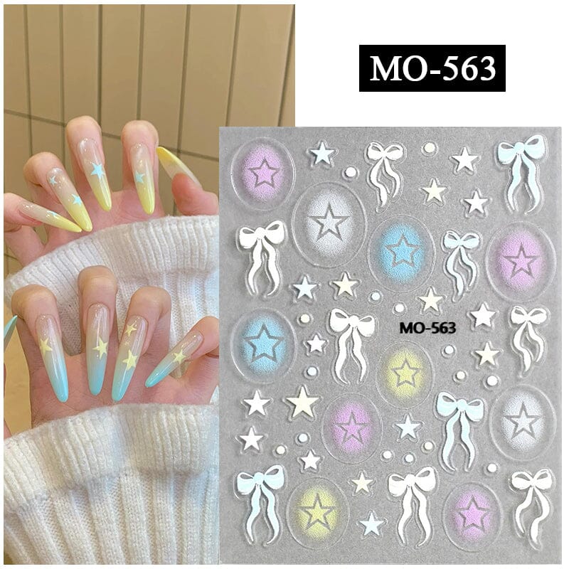 Star Bowknot 3D Nail Stickers MO Series Clearance No Brand MO-563 