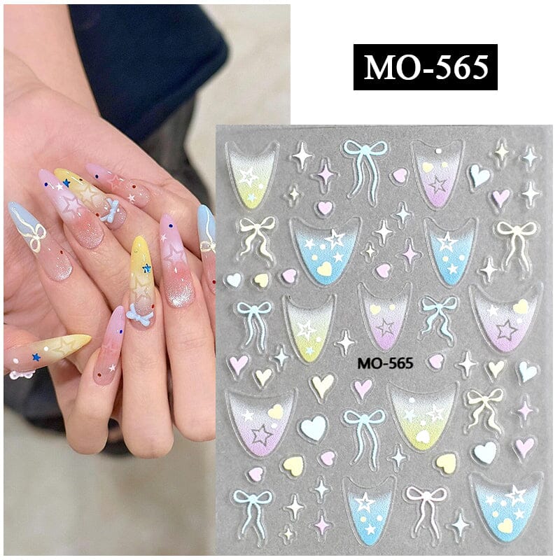 Star Bowknot 3D Nail Stickers MO Series Clearance No Brand MO-565 