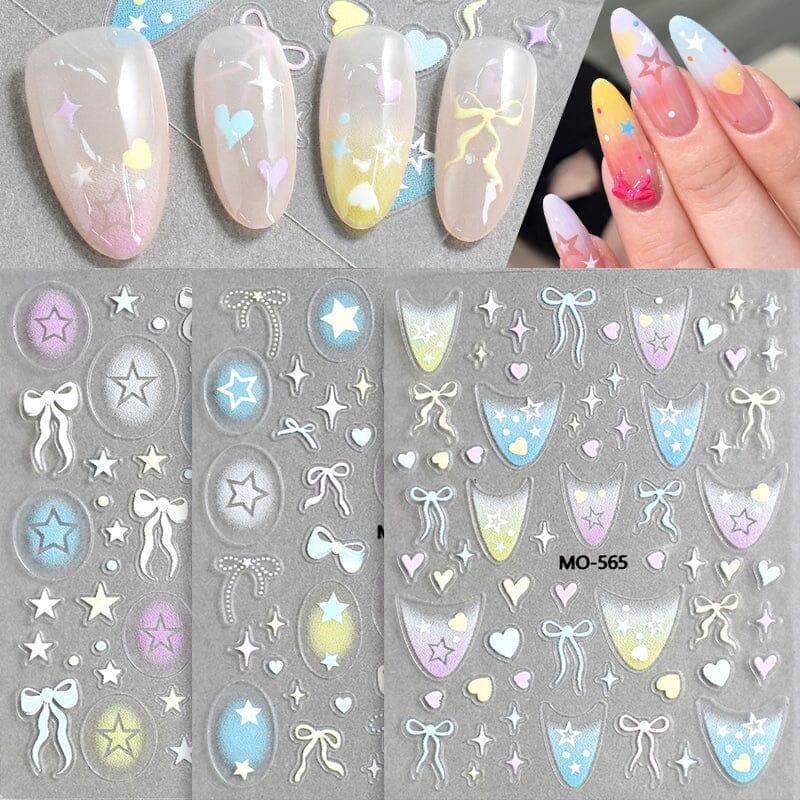 Star Bowknot 3D Nail Stickers MO Series Clearance No Brand 