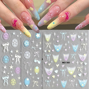 Star Bowknot 3D Nail Stickers MO Series Clearance No Brand 