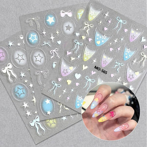 Star Bowknot 3D Nail Stickers MO Series Clearance No Brand 