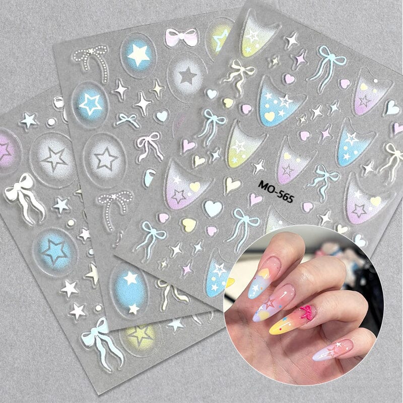 Star Bowknot 3D Nail Stickers MO Series Clearance No Brand 