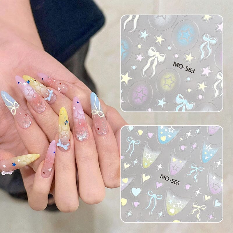 Star Bowknot 3D Nail Stickers MO Series Clearance No Brand 