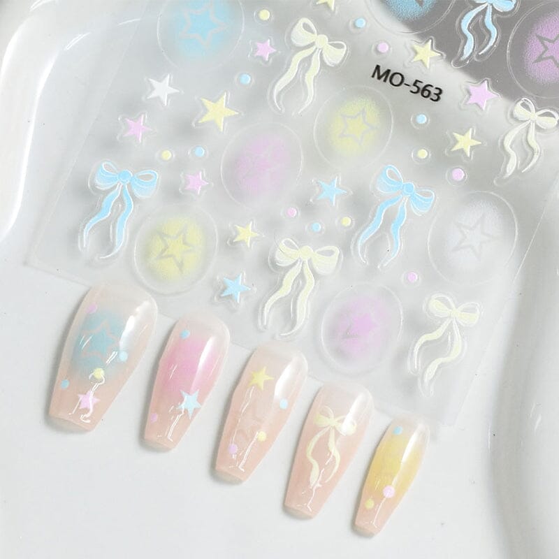Star Bowknot 3D Nail Stickers MO Series Clearance No Brand 