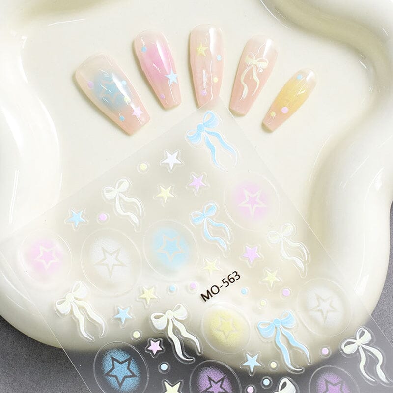 Star Bowknot 3D Nail Stickers MO Series Clearance No Brand 