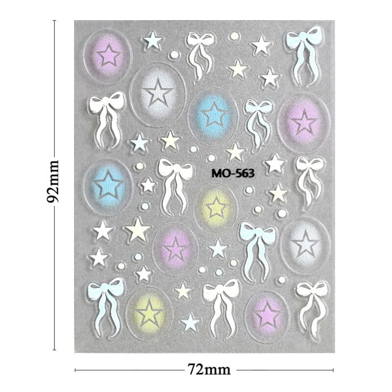 Star Bowknot 3D Nail Stickers MO Series Clearance No Brand 