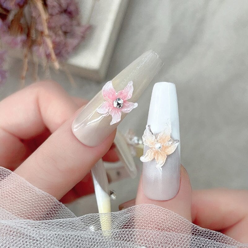 lily flower nails 30pcs Lily Flowers Plastic Nail Art Decorations