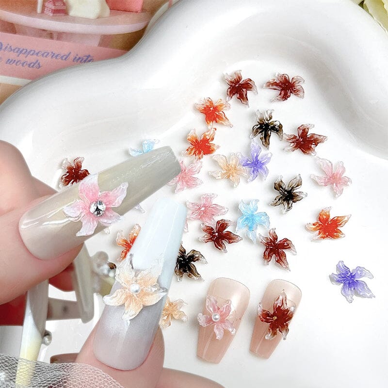 lily flower nail designs 30pcs Lily Flowers Plastic Nail Art Decorations