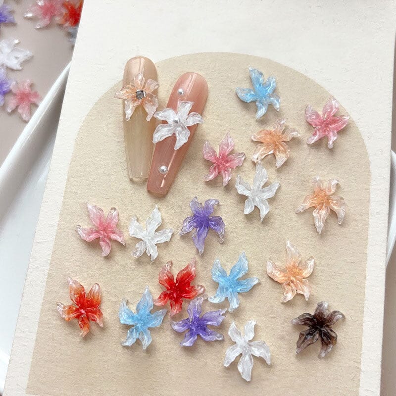 lily flower nails 30pcs Lily Flowers Plastic Nail Art Decorations